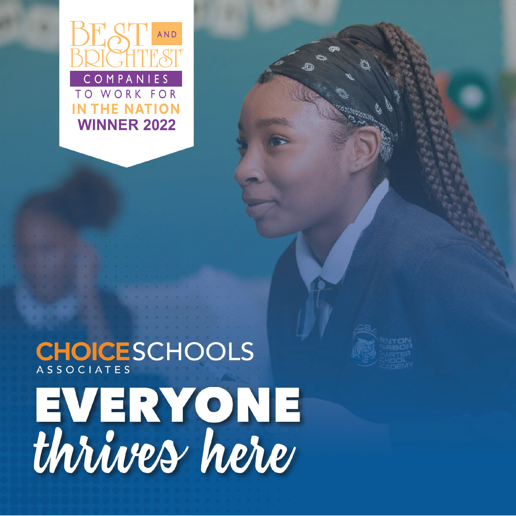 Graphic for Choice Schools Associates' Award of the Best and Brightest Companies to work for in 2022